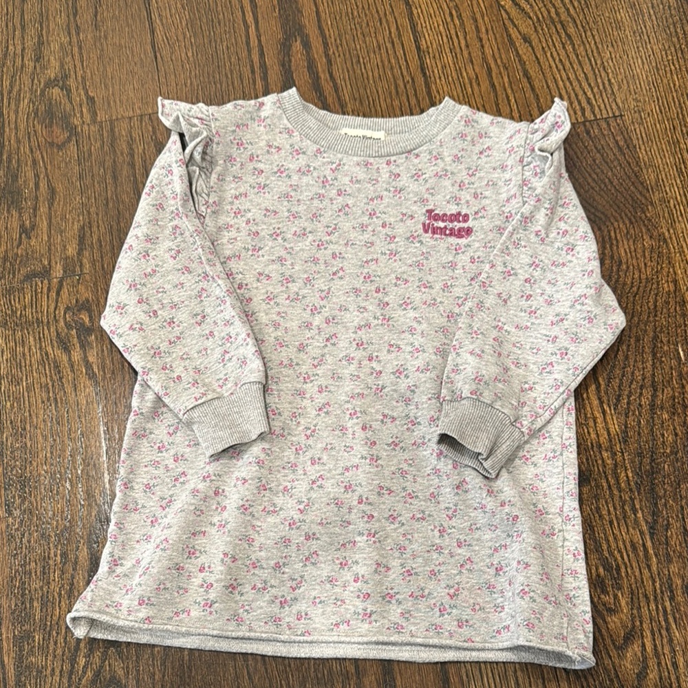 Casual Gray and Pink Dress with Ruffle Details